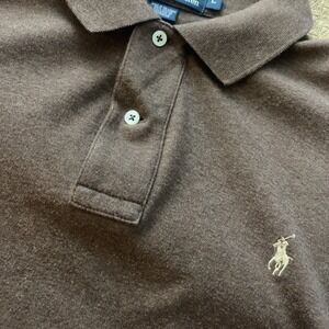 Mens L Brown Pony Polo Ralph Lauren Cotton Preppy Golf Shirt Short Sleeve